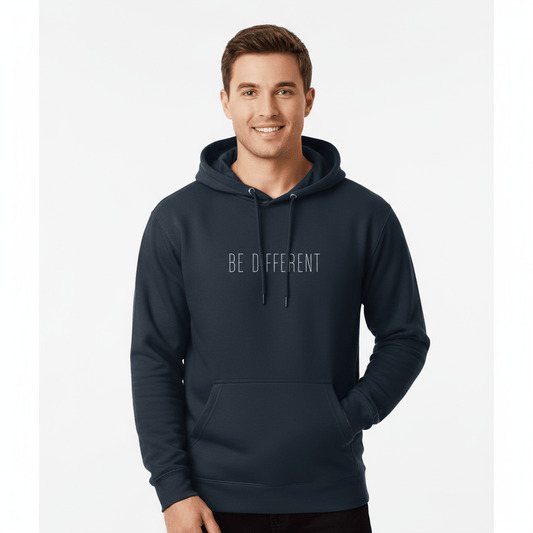 Hoodie Premium Unisexe – BE DIFFERENT (Blanc) - Wearistic