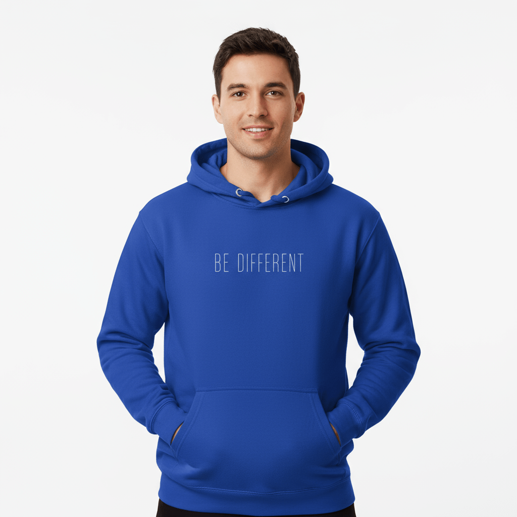 Hoodie Premium Unisexe – BE DIFFERENT (Blanc) - Wearistic