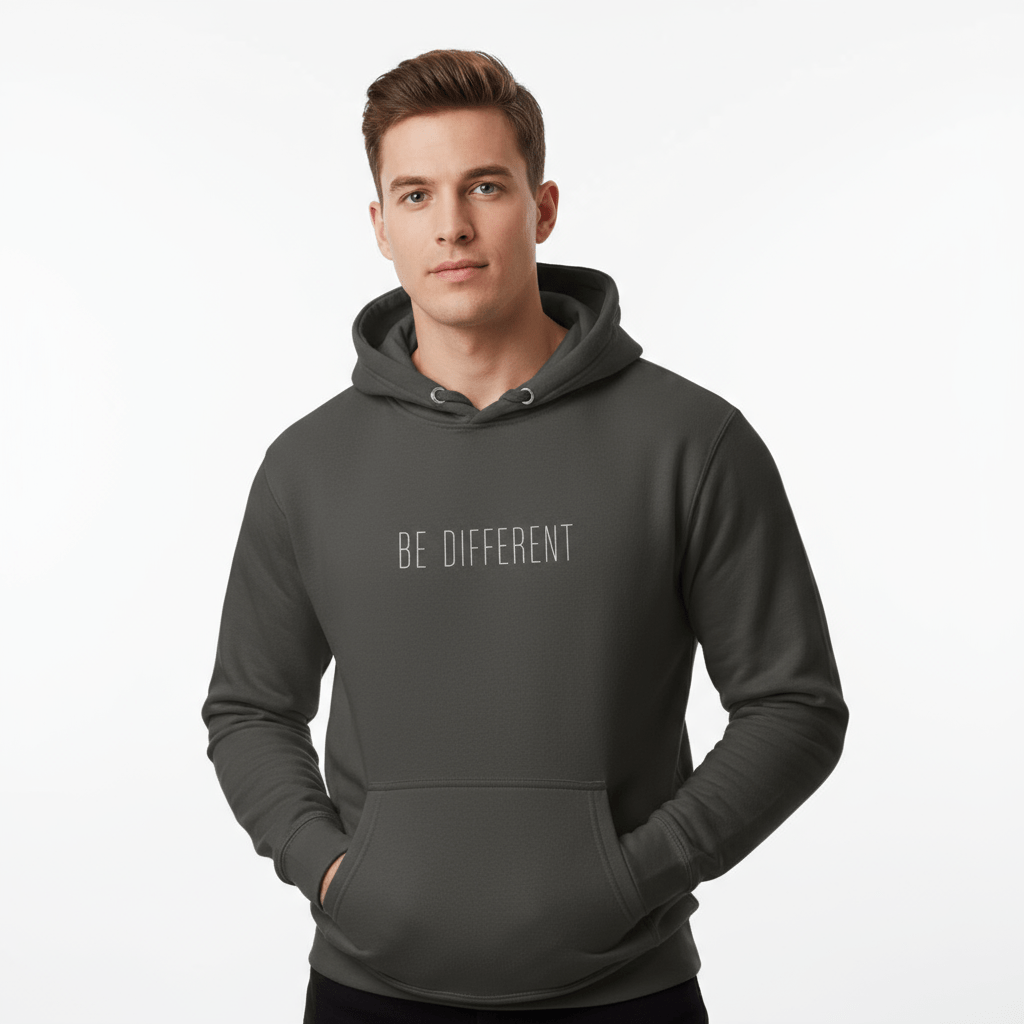 Hoodie Premium Unisexe – BE DIFFERENT (Blanc) - Wearistic