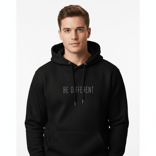 Hoodie Premium Unisexe – BE DIFFERENT (Blanc) - Wearistic