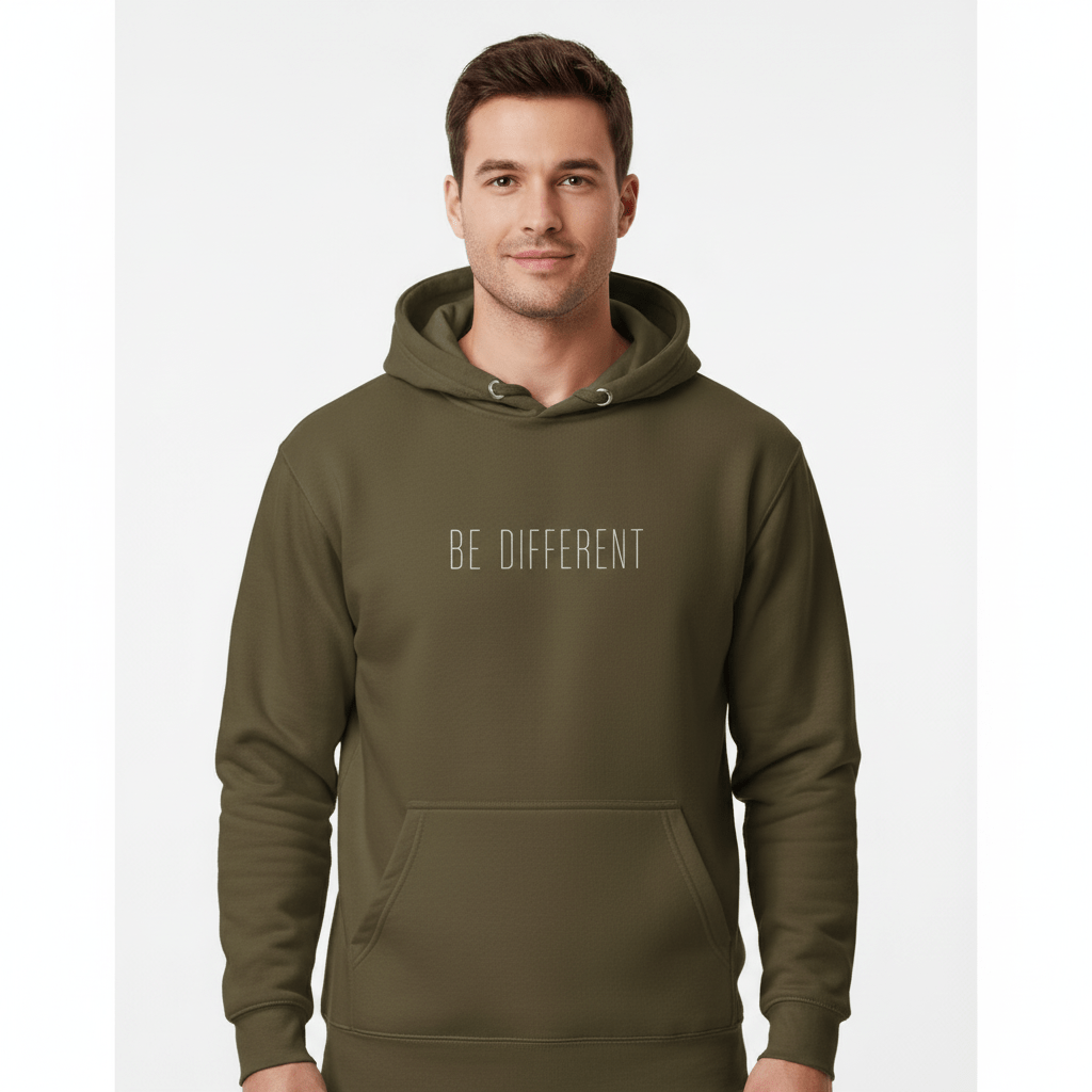 Hoodie Premium Unisexe – BE DIFFERENT (Blanc) - Wearistic