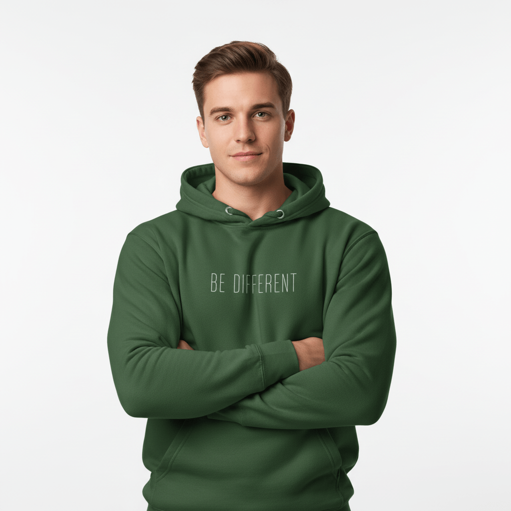 Hoodie Premium Unisexe – BE DIFFERENT (Blanc) - Wearistic