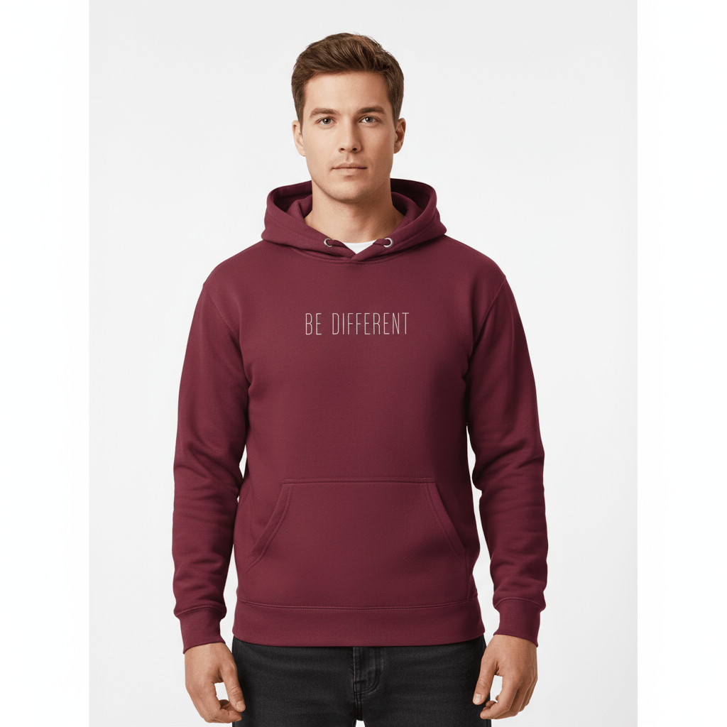 Hoodie Premium Unisexe – BE DIFFERENT (Blanc) - Wearistic