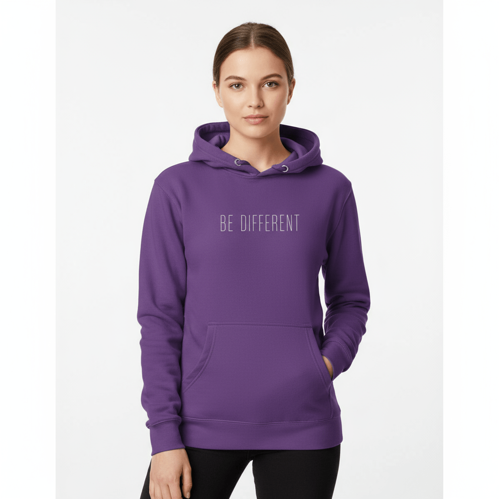 Hoodie Premium Unisexe – BE DIFFERENT (Blanc) - Wearistic