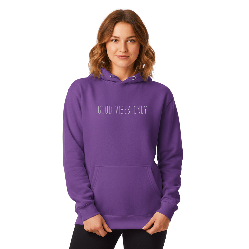 Hoodie Premium Unisexe – GOOD VIBES ONLY (Blanc) - Wearistic