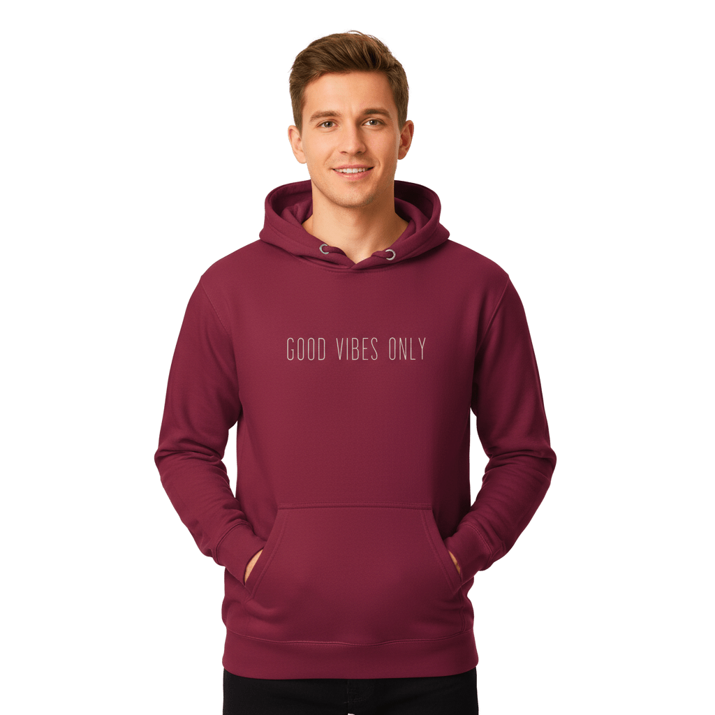 Hoodie Premium Unisexe – GOOD VIBES ONLY (Blanc) - Wearistic