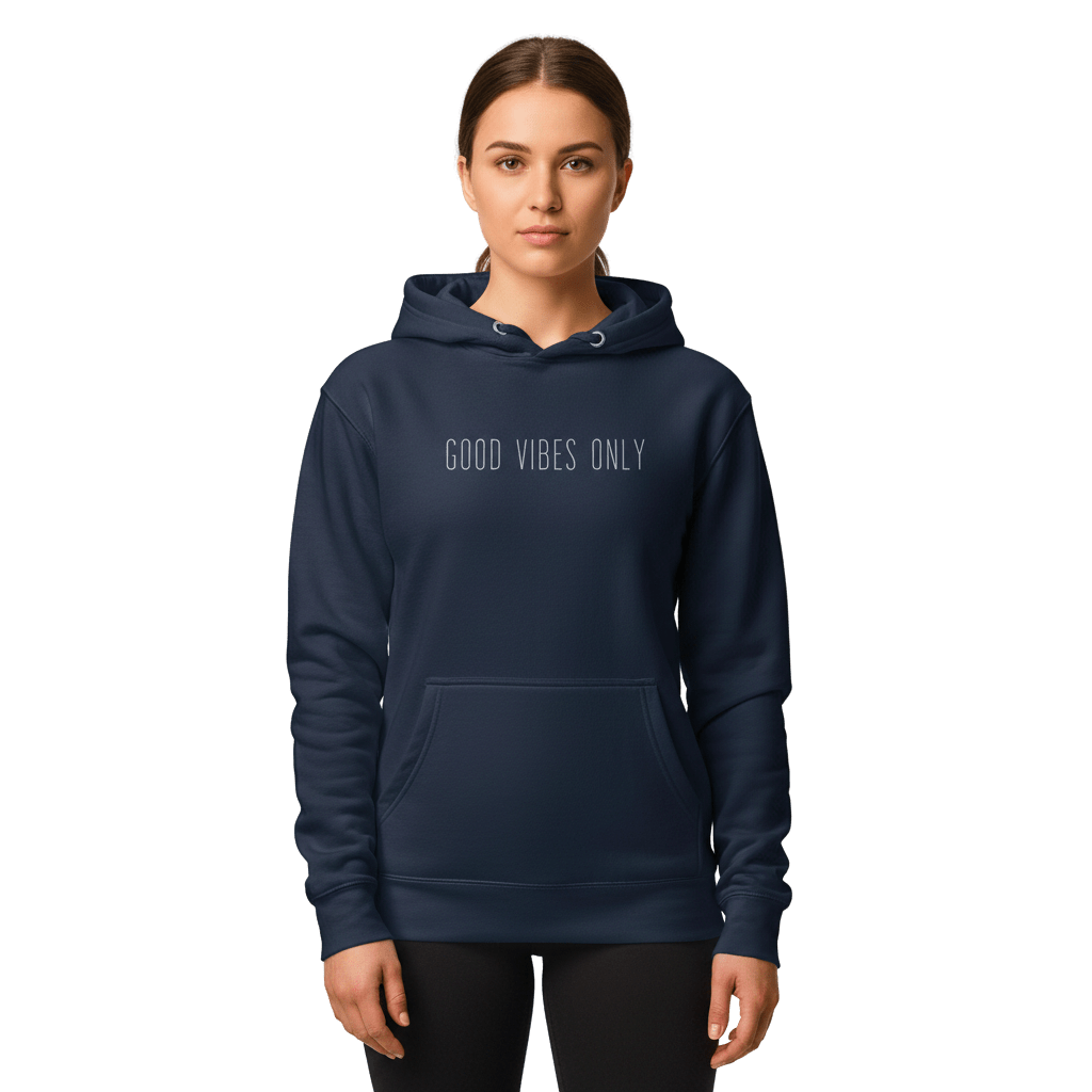 Hoodie Premium Unisexe – GOOD VIBES ONLY (Blanc) - Wearistic