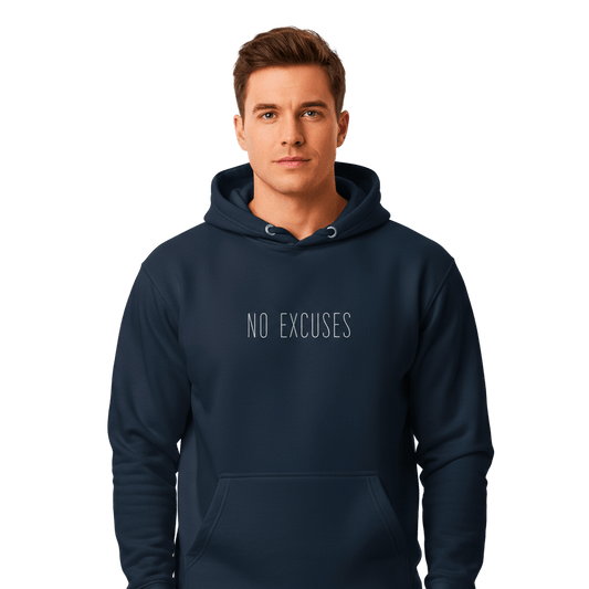 Hoodie Premium Unisexe – NO EXCUSES (Blanc) - Wearistic