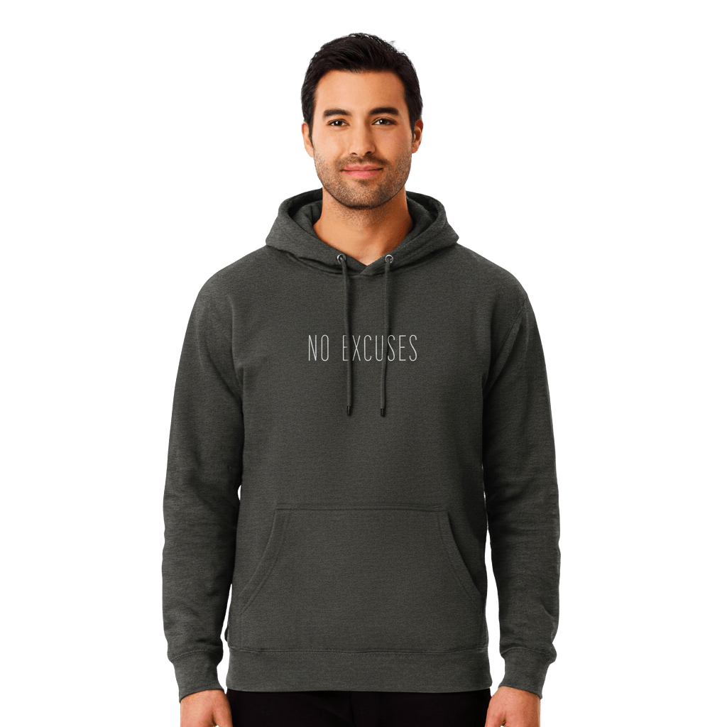 Hoodie Premium Unisexe – NO EXCUSES (Blanc) - Wearistic