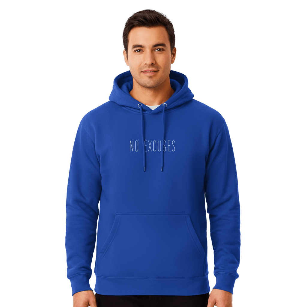 Hoodie Premium Unisexe – NO EXCUSES (Blanc) - Wearistic