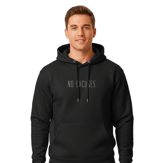 Hoodie Premium Unisexe – NO EXCUSES (Blanc) - Wearistic