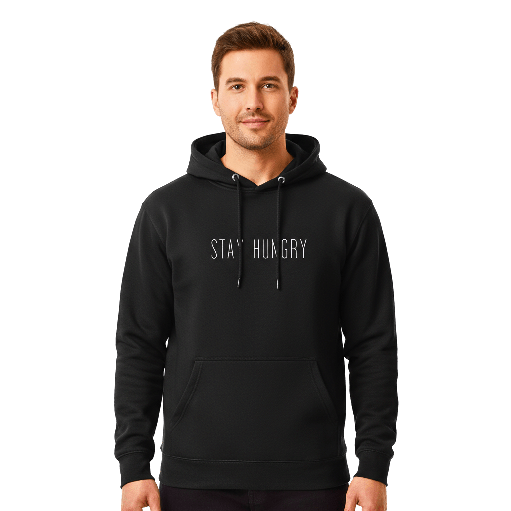 Hoodie Premium Unisexe – STAY HUNGRY (Blanc) - Wearistic