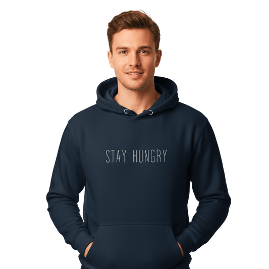 Hoodie Premium Unisexe – STAY HUNGRY (Blanc) - Wearistic