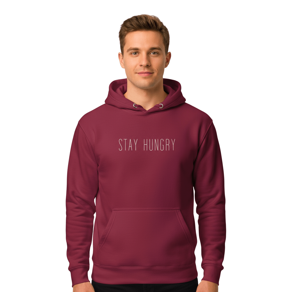 Hoodie Premium Unisexe – STAY HUNGRY (Blanc) - Wearistic