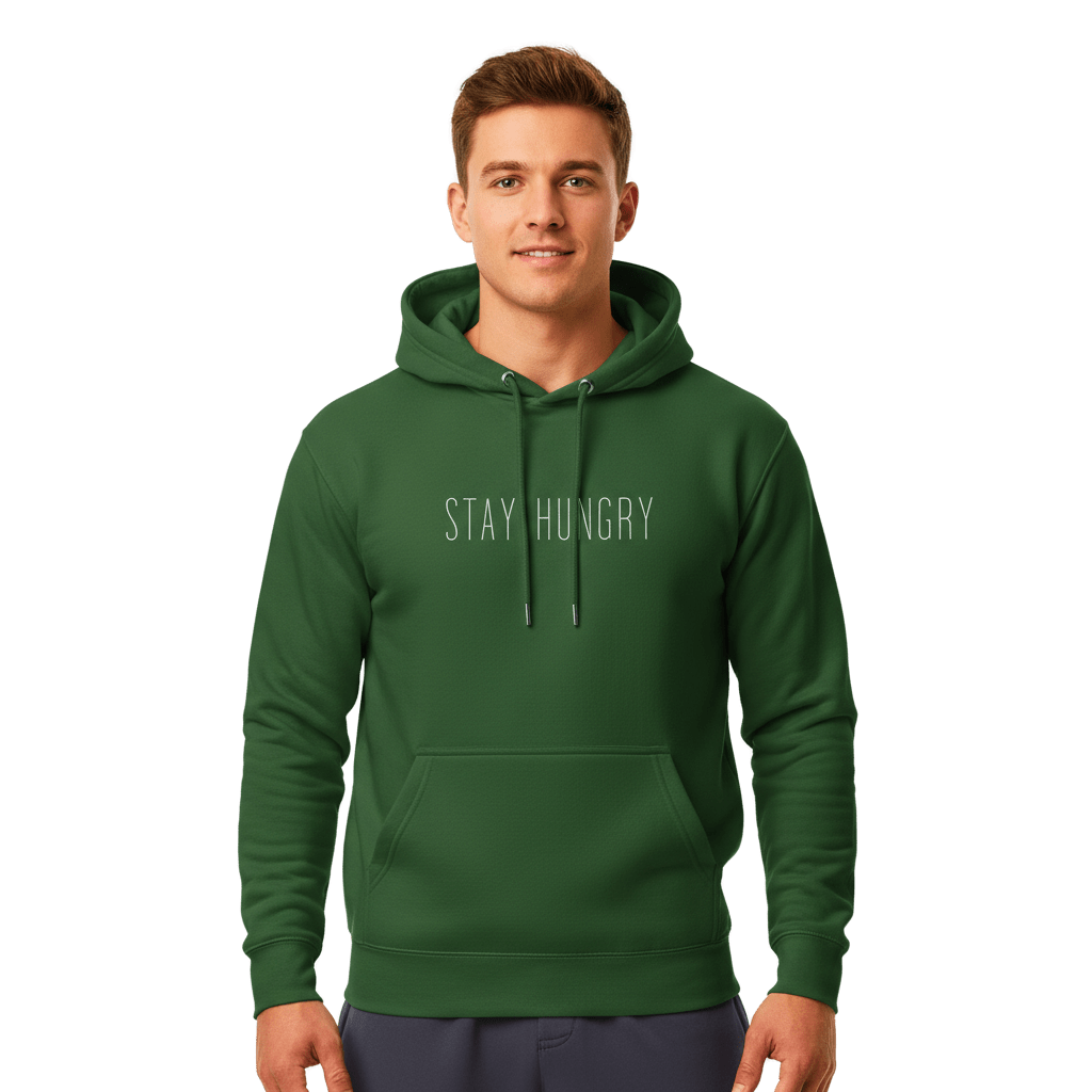 Hoodie Premium Unisexe – STAY HUNGRY (Blanc) - Wearistic