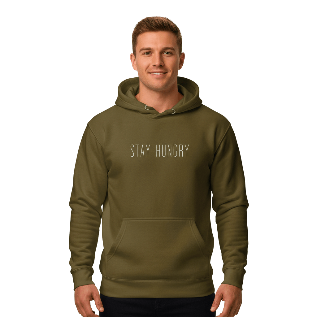Hoodie Premium Unisexe – STAY HUNGRY (Blanc) - Wearistic