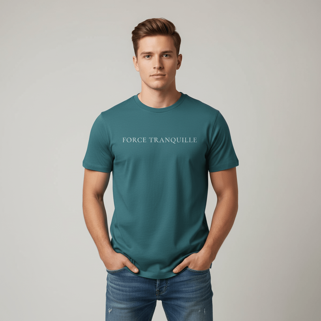 T-shirt unisexe en coton biologique – FORCE TRANQUILLE (Blanc) - Wearistic