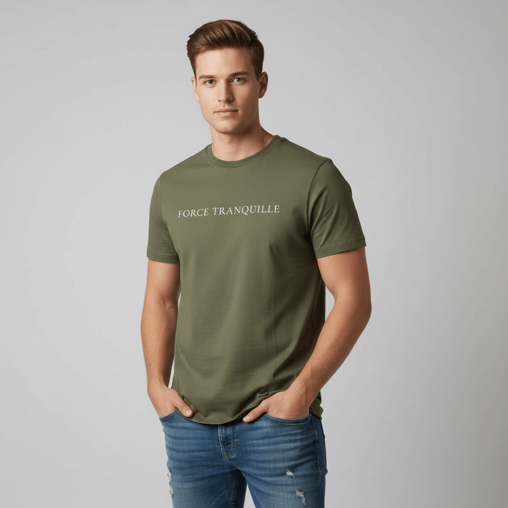 T-shirt unisexe en coton biologique – FORCE TRANQUILLE (Blanc) - Wearistic