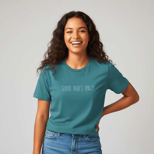 T-shirt unisexe en coton biologique – GOOD VIBES ONLY (Blanc) - Wearistic