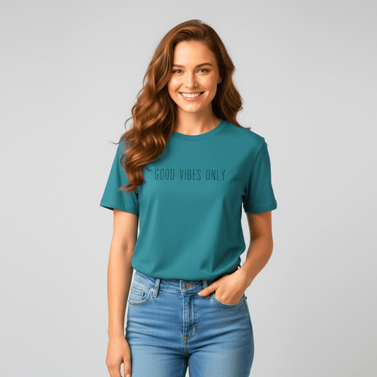 T-shirt unisexe en coton biologique – GOOD VIBES ONLY (Noir) - Wearistic