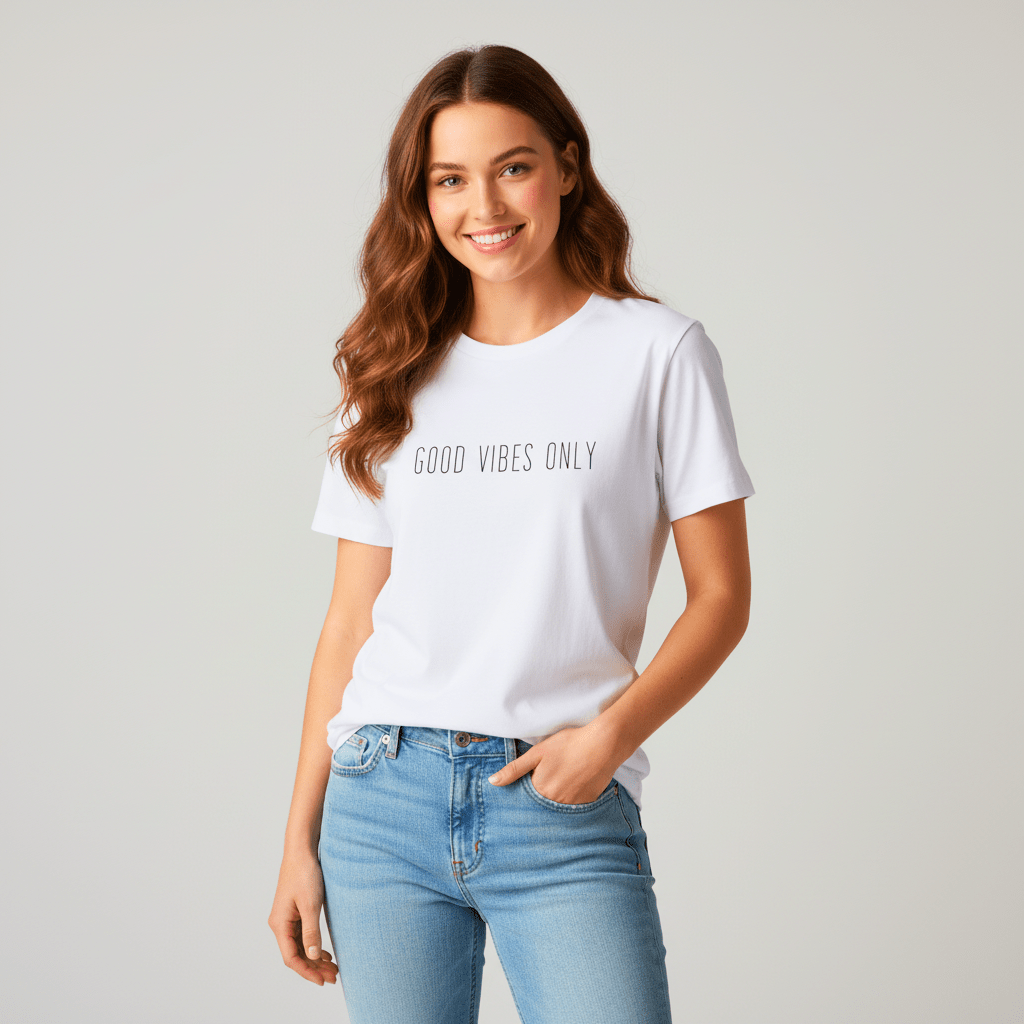 T-shirt unisexe en coton biologique – GOOD VIBES ONLY (Noir) - Wearistic