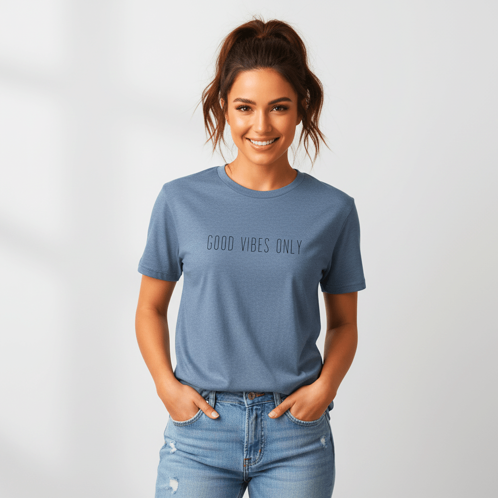 T-shirt unisexe en coton biologique – GOOD VIBES ONLY (Noir) - Wearistic