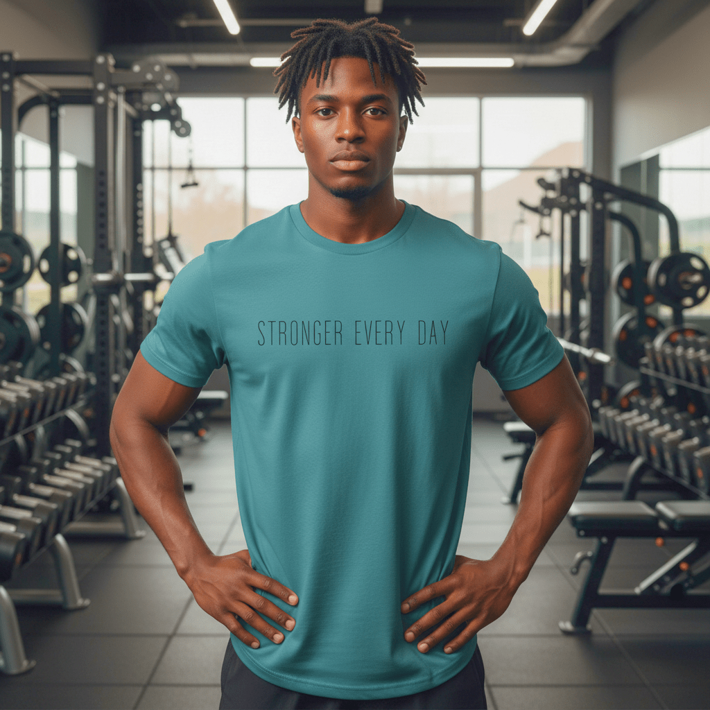 T-shirt unisexe en coton biologique – STRONGER EVERY DAY (Noir) - Wearistic