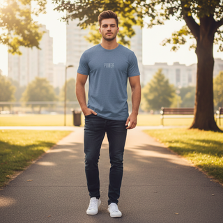 T-shirt “Power.” — Vision Blanche — Dark Heather Blue