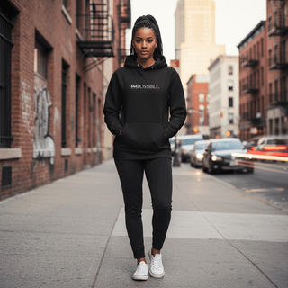 Hoodie “Impossible.” — Ligne Blanche — Absolute Black