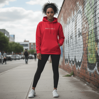 Hoodie “Impossible.” — Ligne Blanche — Victory Red