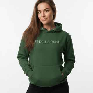 Hoodie “Be Delusional.” — Ligne Blanche — Vert Forêt