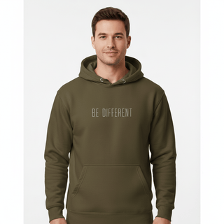 Hoodie “Be Different.” — Ligne Blanche — Vert Militaire