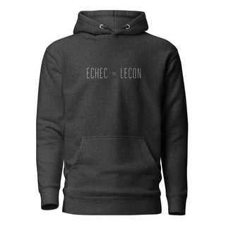 Hoodie “Échec = Leçon.” — Ligne Blanche — Charcoal Heather
