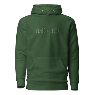 Hoodie “Échec = Leçon.” — Ligne Blanche — Vert Forêt
