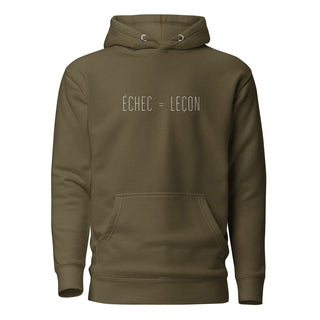 Hoodie “Échec = Leçon.” — Ligne Blanche — Vert Militaire