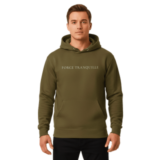 Hoodie “Force Tranquille.” — Ligne Blanche — Vert Militaire