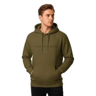 Hoodie “Force Tranquille.” — Ligne Noire — Vert Militaire