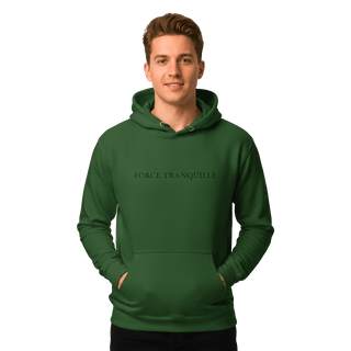 Hoodie “Force Tranquille.” — Ligne Noire — Vert Forêt