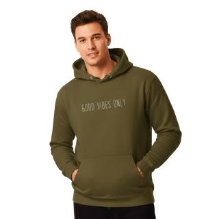 Hoodie “Good Vibes Only.” — Ligne Blanche — Vert Militaire