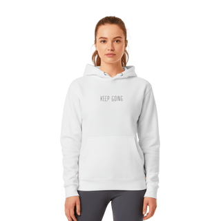 Hoodie “Keep Going.” — Ligne Noire — Blanc