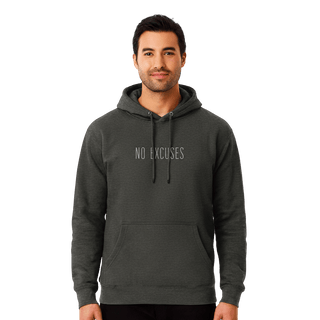 Hoodie “No Excuses.” — Ligne Blanche — Gris Silencieux