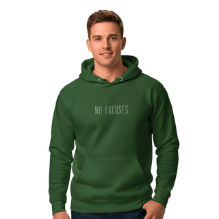Hoodie “No Excuses.” — Ligne Blanche — Vert Endurance