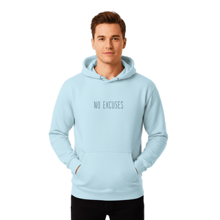 Hoodie “No Excuses.” — Ligne Noire — Bleu Calme