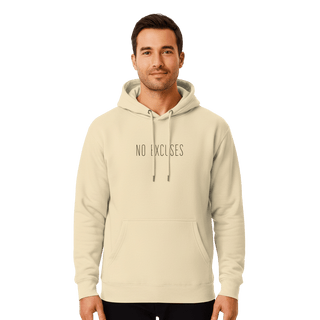Hoodie “No Excuses.” — Ligne Noire — Crème Pureté