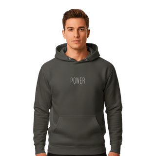 Hoodie “Power.” — Ligne Blanche — Gris Silencieux