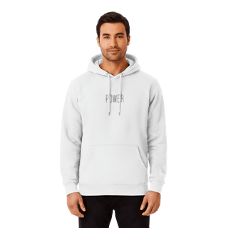 Hoodie “Power.” — Ligne Noire — Blanc Pur