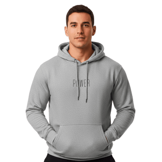 Hoodie “Power.” — Ligne Noire — Gris Silencieux