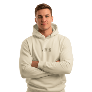 Hoodie “Power.” — Ligne Noire — Crème Pureté