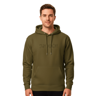 Hoodie “Stay Hungry.” — Ligne Noire — Vert Militaire