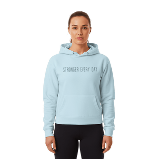Hoodie “Stronger Every Day.” — Ligne Noire — Bleu Calme
